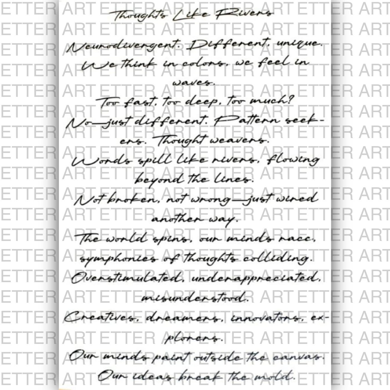 TYPOPOEM - THOUGHTS LIKE RIVERS (EN) - 21,0 x 29,7 cm